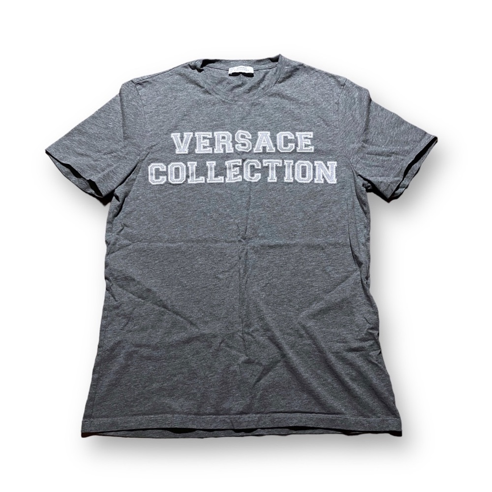 VERSACE COLLECTION Glitter logo lettering white cotton T-shirt